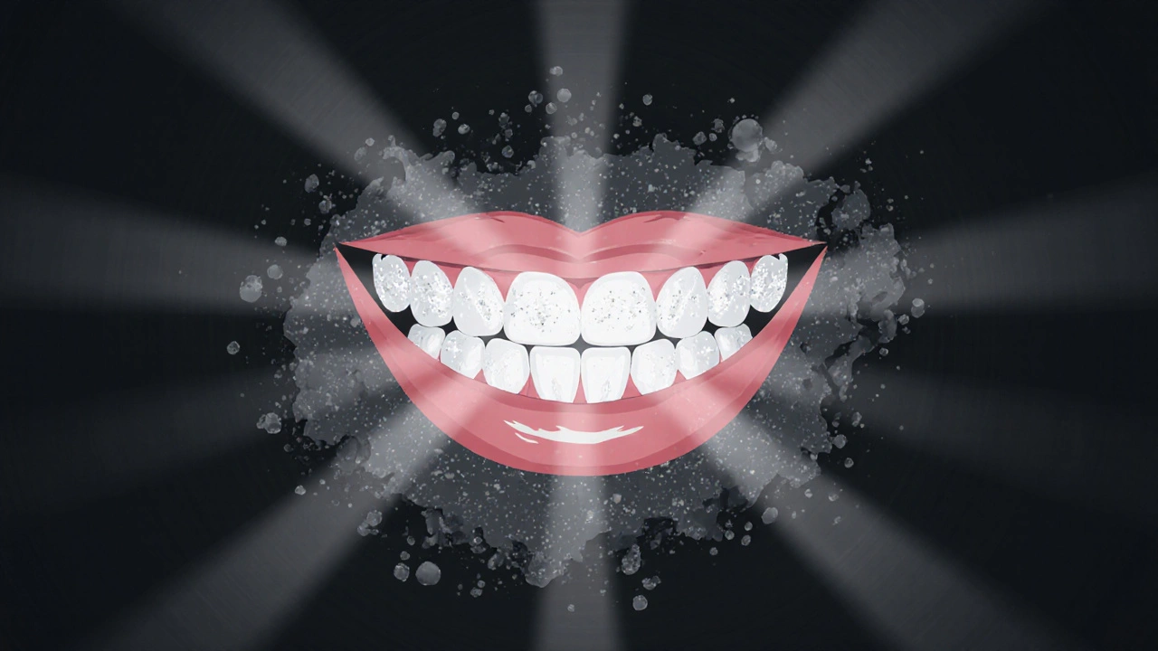 Zdravý úsměv překonávající zubní kámen a plak