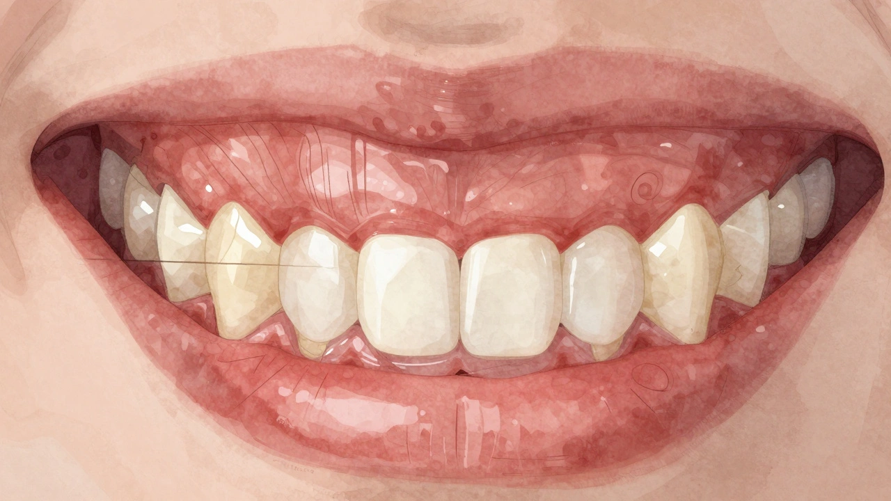 Cross-section of a jaw showing uneven tooth contact transformed into balanced occlusion.
