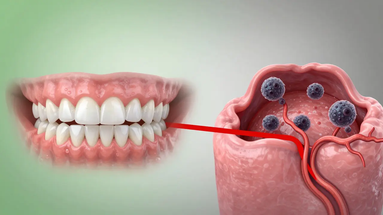 Porovnání zdravých zubů a zubního kamene s bakteriemi v krevním oběhu