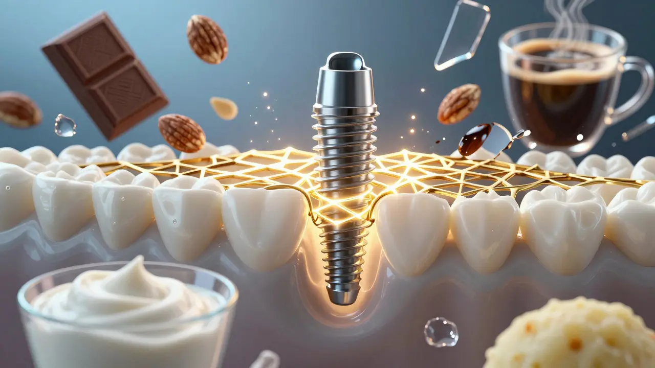 Implantát se spojuje s kostí, zatímco nebezpečné potraviny praskají.