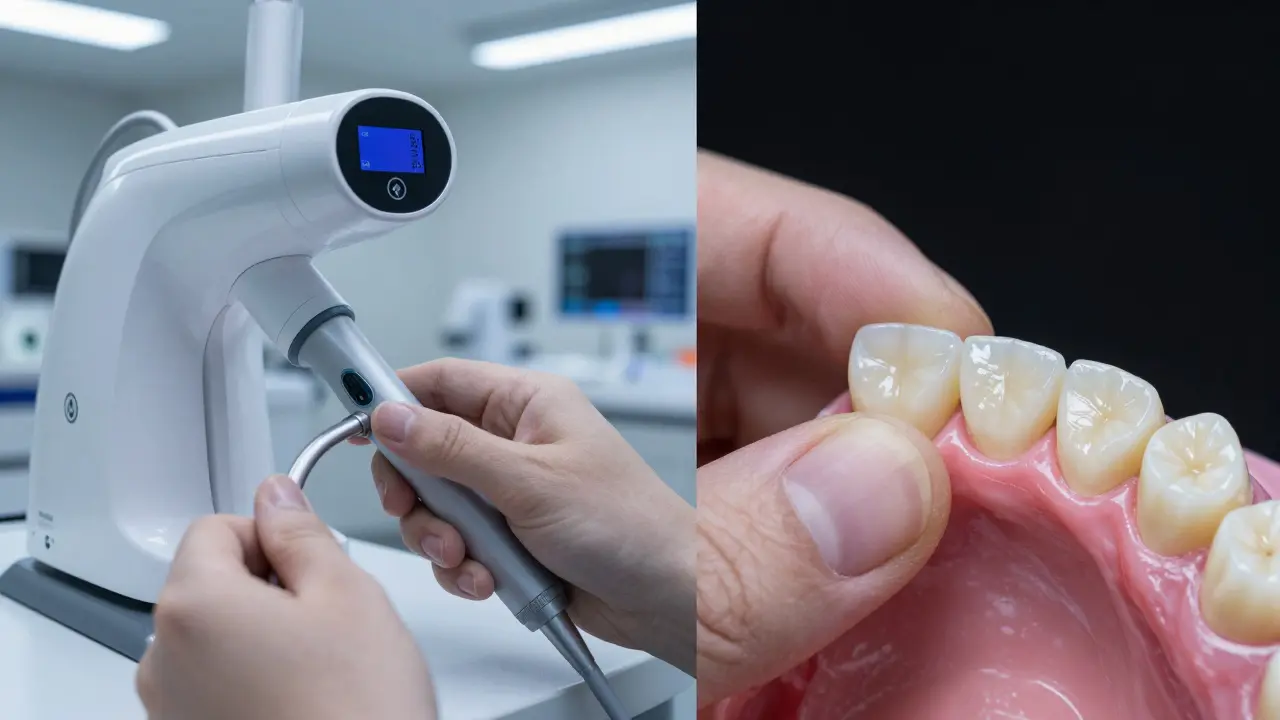 Proces návrhu a aplikace faset pomocí digitální technologie.