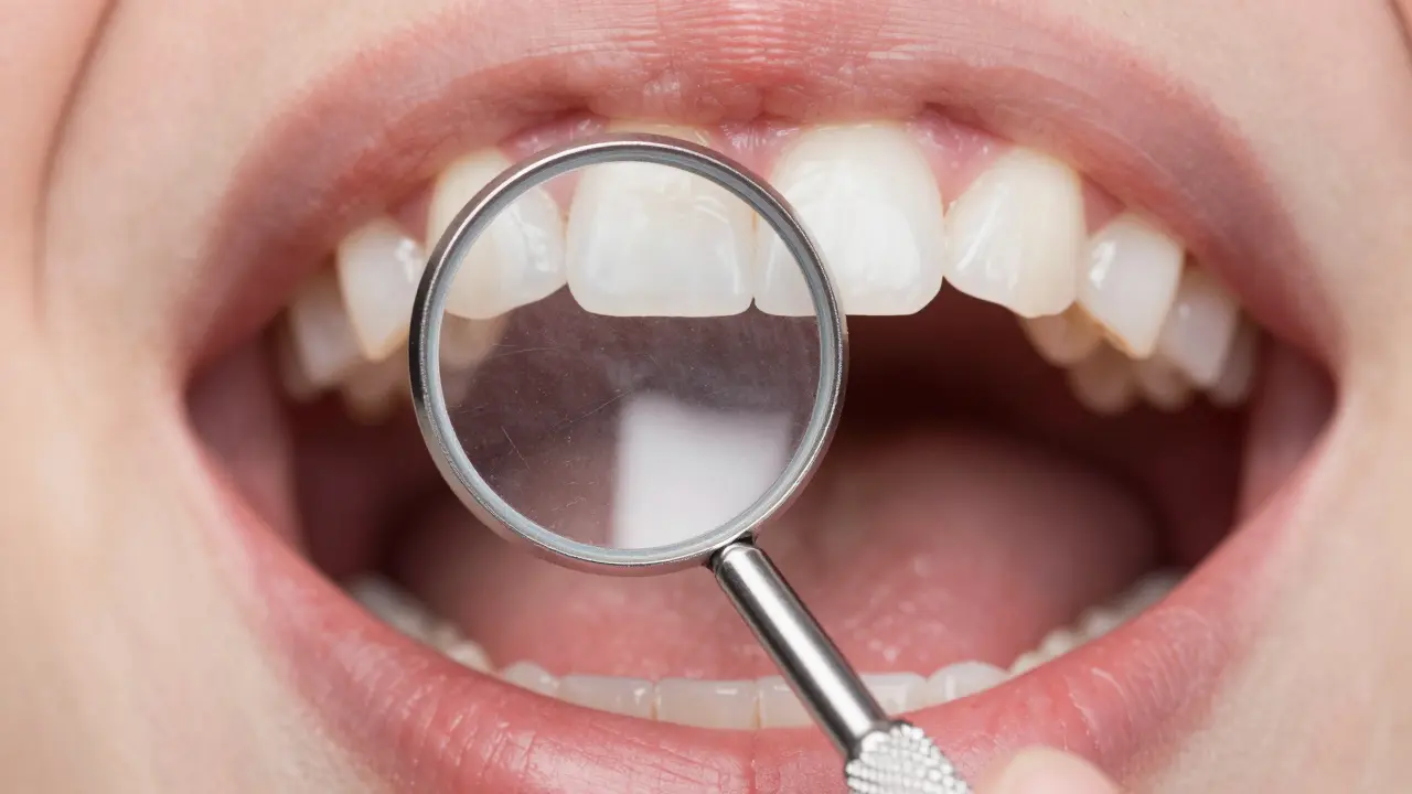 Správné držení dentálního zrcátka pro prohlídku zubů