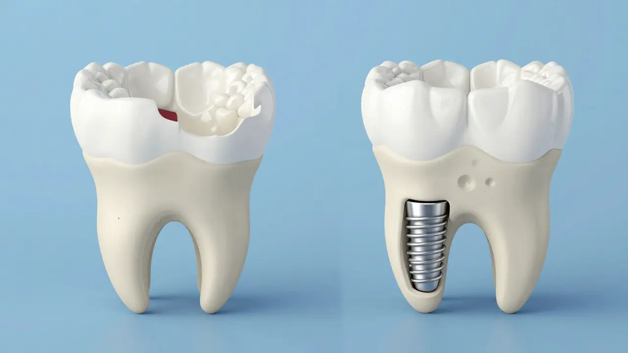 Porovnání úbytku kosti bez implantátů a zdravé kosti s implantáty