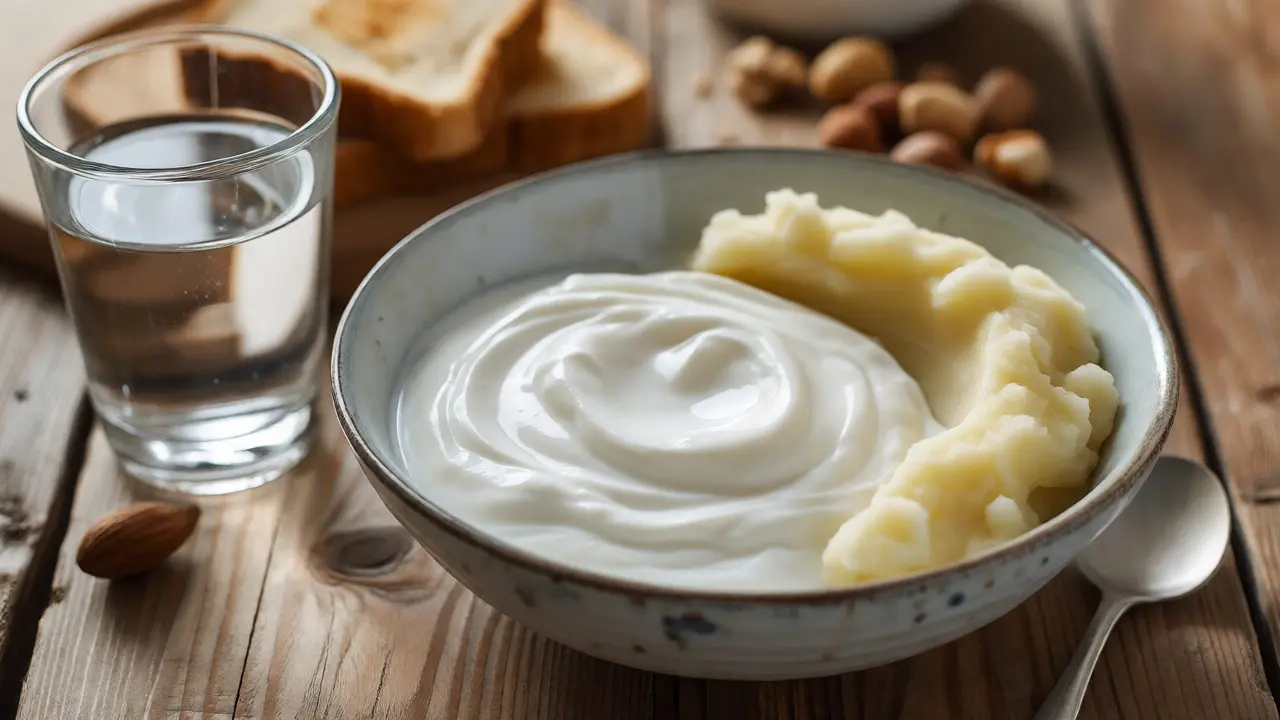 Měkké potraviny jako jogurt a kaše vhodné po vytržení zubu